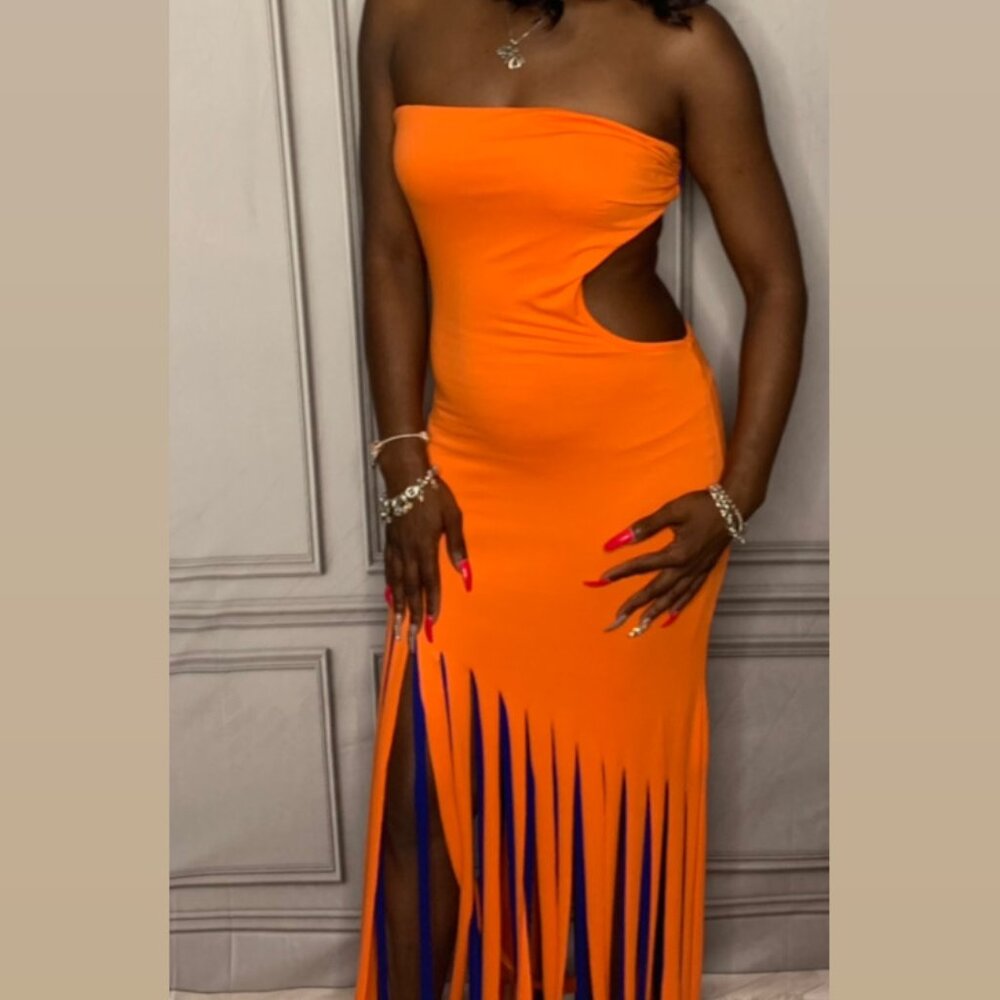 Spring Fling Dress - Orange & Royal Blue